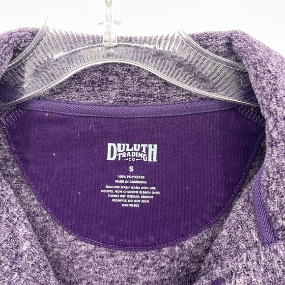 DULUTH TRADING CO Frost Lake Fleece Pullover Sweater Size S Purple Pockets - Picture 2 of 6